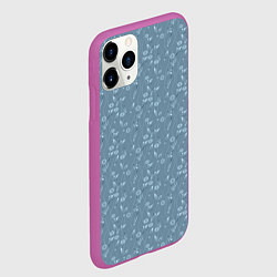 Чехол iPhone 11 Pro матовый Серо-голубой цветочный однотонный узор, цвет: 3D-фиолетовый — фото 2