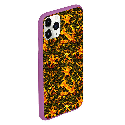 Чехол iPhone 11 Pro матовый Камуфляж в стиле СССР серп и молот / 3D-Фиолетовый – фото 2