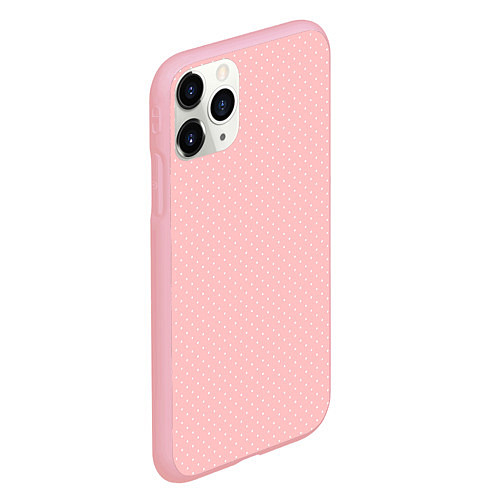 Чехол iPhone 11 Pro матовый Светлый розовый в мелкий белый горошек / 3D-Баблгам – фото 2
