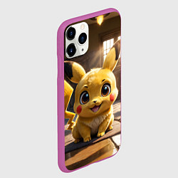 Чехол iPhone 11 Pro матовый Пикачу сидит в комнате, цвет: 3D-фиолетовый — фото 2