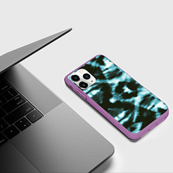 Чехол iPhone 11 Pro матовый Тай дай синий, цвет: 3D-фиолетовый — фото 2