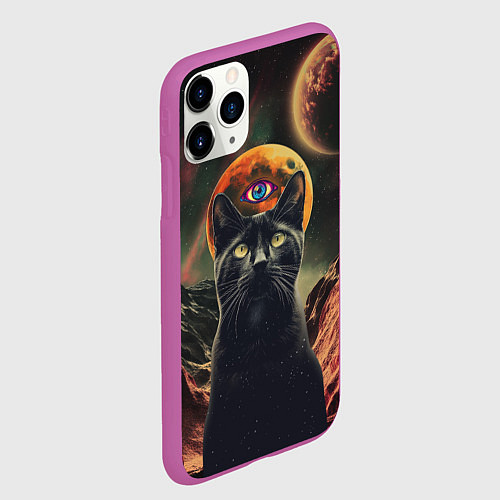 Чехол iPhone 11 Pro матовый Кот Масон - третий глаз / 3D-Фиолетовый – фото 2