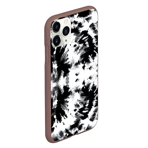 Чехол iPhone 11 Pro матовый Серо белый тайдай / 3D-Коричневый – фото 2
