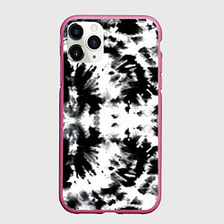 Чехол iPhone 11 Pro матовый Серо белый тайдай, цвет: 3D-малиновый