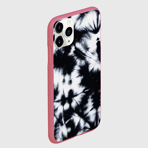 Чехол iPhone 11 Pro матовый Серый тай дай / 3D-Малиновый – фото 2