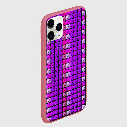 Чехол iPhone 11 Pro матовый Фиолетовые плитки / 3D-Малиновый – фото 2
