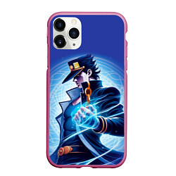 Чехол iPhone 11 Pro матовый Jotaro Kujo - neon glow fantasy, цвет: 3D-малиновый