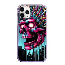 Чехол iPhone 11 Pro матовый Cyber skull - ai art fantasy, цвет: 3D-светло-сиреневый