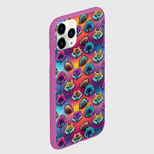 Чехол iPhone 11 Pro матовый Furry color anime faces / 3D-Фиолетовый – фото 2
