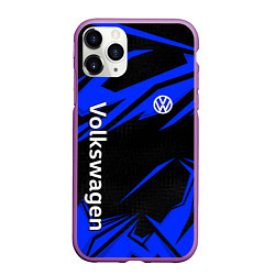 Чехол iPhone 11 Pro матовый Volkswagen - blue stripes, цвет: 3D-фиолетовый