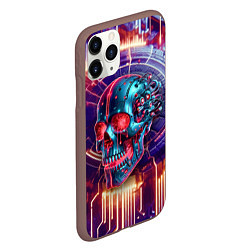 Чехол iPhone 11 Pro матовый Cyber art skull - steel metal, цвет: 3D-коричневый — фото 2