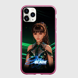 Чехол iPhone 11 Pro матовый Stellar Blade зеленые лучи, цвет: 3D-малиновый