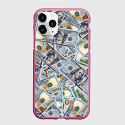 Чехол iPhone 11 Pro матовый Банкноты сто долларов, цвет: 3D-малиновый