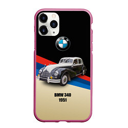 Чехол iPhone 11 Pro матовый Винтажный автомобиль BMW 340, цвет: 3D-малиновый