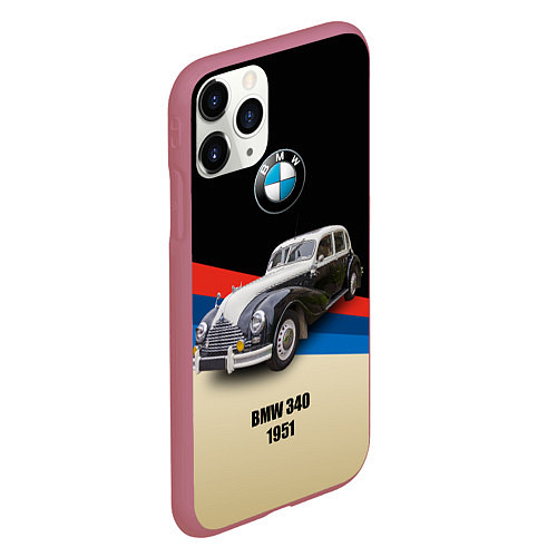 Чехол iPhone 11 Pro матовый Винтажный автомобиль BMW 340 / 3D-Малиновый – фото 2