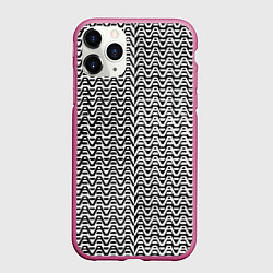Чехол iPhone 11 Pro матовый Чёрно-белые волнистые линии, цвет: 3D-малиновый