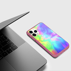 Чехол iPhone 11 Pro матовый Яркий тай-дай абстракция, цвет: 3D-малиновый — фото 2