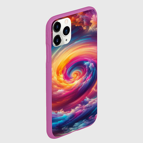 Чехол iPhone 11 Pro матовый Водоворот ярких красок / 3D-Фиолетовый – фото 2