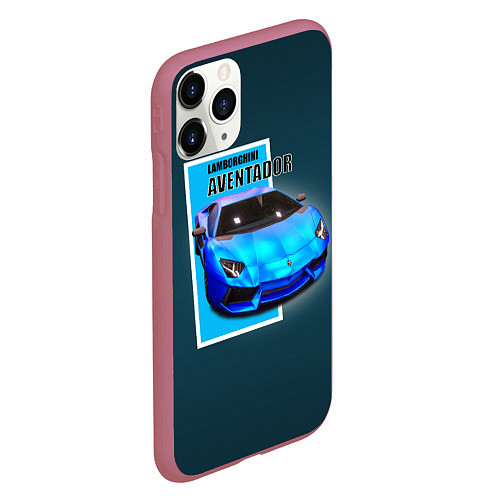 Чехол iPhone 11 Pro матовый Спортивная итальянская машина Lamborghini Aventado / 3D-Малиновый – фото 2