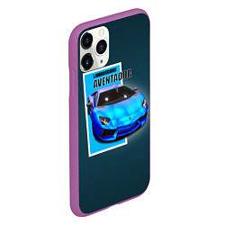 Чехол iPhone 11 Pro матовый Спортивная итальянская машина Lamborghini Aventado, цвет: 3D-фиолетовый — фото 2