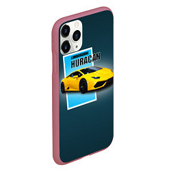 Чехол iPhone 11 Pro матовый Спортивная итальянская машина Lamborghini Huracan, цвет: 3D-малиновый — фото 2