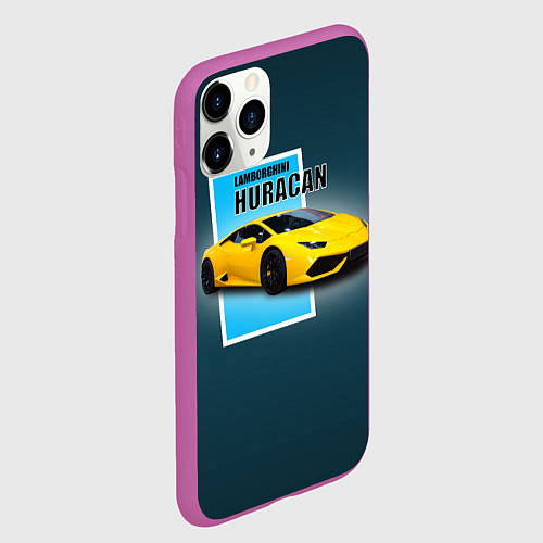 Чехол iPhone 11 Pro матовый Спортивная итальянская машина Lamborghini Huracan / 3D-Фиолетовый – фото 2