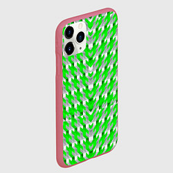 Чехол iPhone 11 Pro матовый Зелёно-белый паттерн, цвет: 3D-малиновый — фото 2
