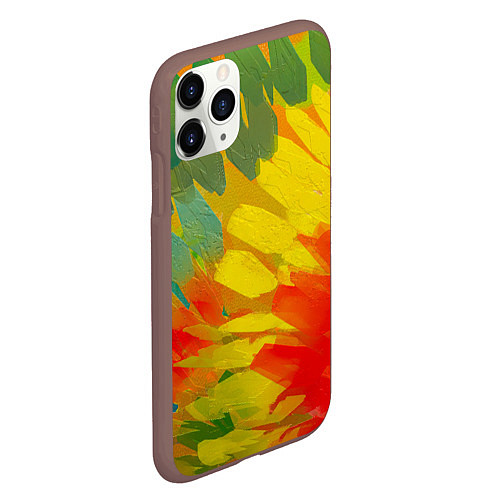 Чехол iPhone 11 Pro матовый Абстракция цветение акрил / 3D-Коричневый – фото 2