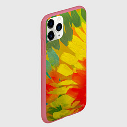 Чехол iPhone 11 Pro матовый Абстракция цветение акрил, цвет: 3D-малиновый — фото 2