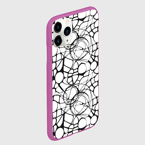 Чехол iPhone 11 Pro матовый Абстрактный нейрографический узор / 3D-Фиолетовый – фото 2
