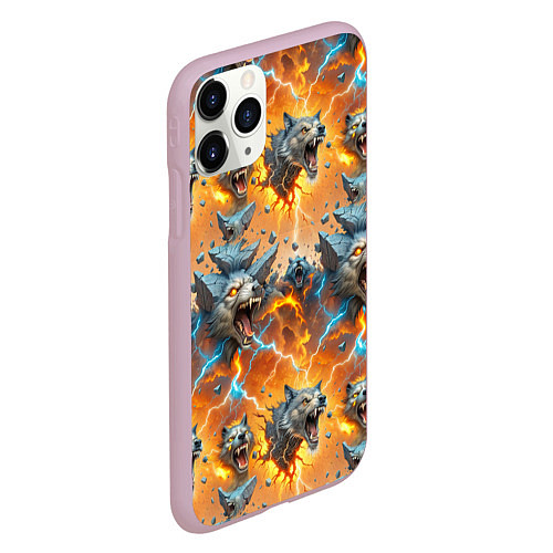 Чехол iPhone 11 Pro матовый Волки и камни / 3D-Розовый – фото 2