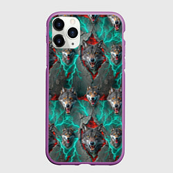Чехол iPhone 11 Pro матовый Паттерн из волков эпично, цвет: 3D-фиолетовый