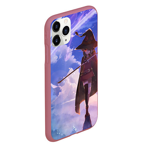 Чехол iPhone 11 Pro матовый Konosuba Мэгумин cute / 3D-Малиновый – фото 2