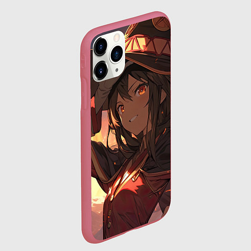 Чехол iPhone 11 Pro матовый Konosuba Мэгумин cute / 3D-Малиновый – фото 2