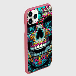 Чехол iPhone 11 Pro матовый Cool skull - graffiti ai art, цвет: 3D-малиновый — фото 2