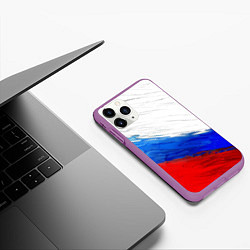 Чехол iPhone 11 Pro матовый Триколор красками, цвет: 3D-фиолетовый — фото 2