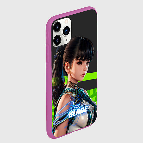 Чехол iPhone 11 Pro матовый Stellar Blade Eve яркий зеленый / 3D-Фиолетовый – фото 2