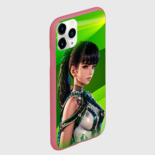 Чехол iPhone 11 Pro матовый Stellar Blade Eve зеленый абстракт / 3D-Малиновый – фото 2
