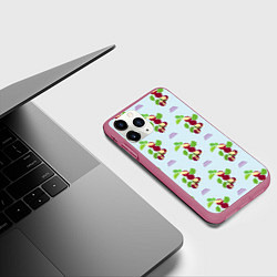 Чехол iPhone 11 Pro матовый Инжир и линии, цвет: 3D-малиновый — фото 2