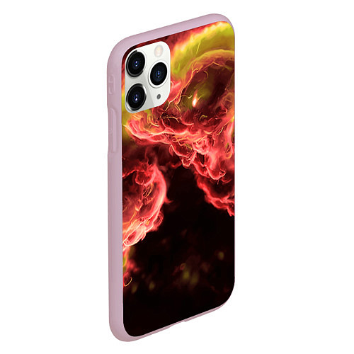 Чехол iPhone 11 Pro матовый Адское пламя инферно - inferno flame / 3D-Розовый – фото 2