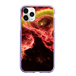 Чехол iPhone 11 Pro матовый Адское пламя инферно - inferno flame, цвет: 3D-светло-сиреневый