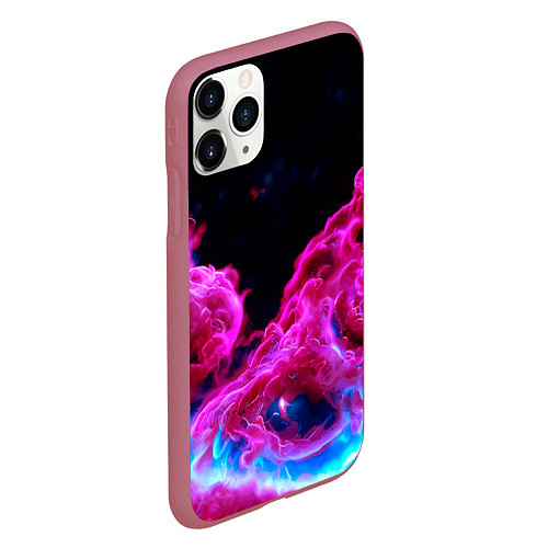 Чехол iPhone 11 Pro матовый Розовый густой туман - inferno pink / 3D-Малиновый – фото 2