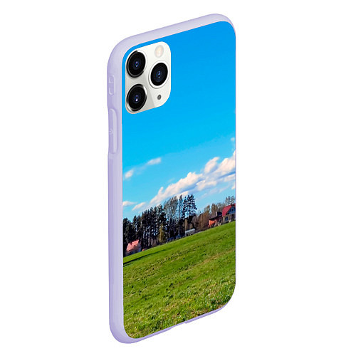 Чехол iPhone 11 Pro матовый Пригородный пейзаж / 3D-Светло-сиреневый – фото 2