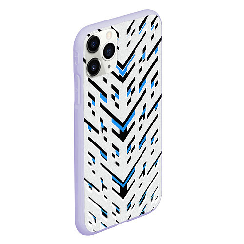 Чехол iPhone 11 Pro матовый Black and blue stripes on a white background / 3D-Светло-сиреневый – фото 2