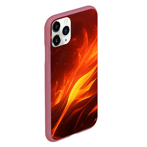 Чехол iPhone 11 Pro матовый Яркие языки пламени / 3D-Малиновый – фото 2