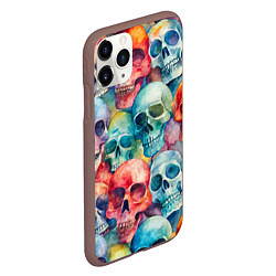 Чехол iPhone 11 Pro матовый Красочный узор с черепами, цвет: 3D-коричневый — фото 2