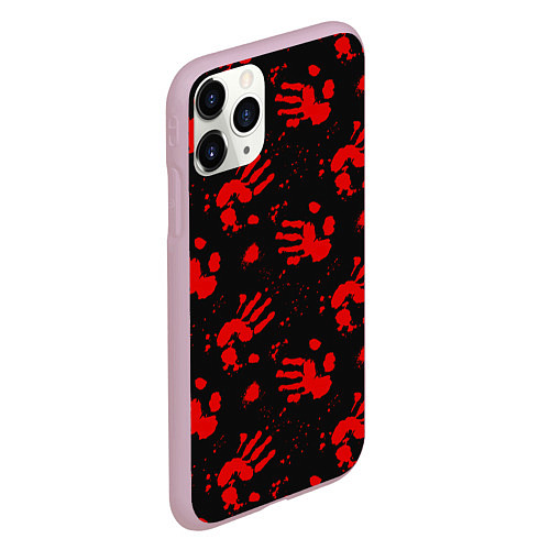 Чехол iPhone 11 Pro матовый Blood hands паттерн / 3D-Розовый – фото 2