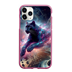 Чехол iPhone 11 Pro матовый Космическая пантера - нейросеть, цвет: 3D-малиновый
