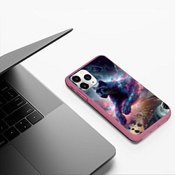 Чехол iPhone 11 Pro матовый Космическая пантера - нейросеть, цвет: 3D-малиновый — фото 2