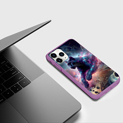 Чехол iPhone 11 Pro матовый Космическая пантера - нейросеть, цвет: 3D-фиолетовый — фото 2